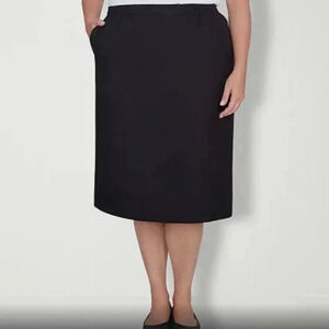 Alfred Dunner Petite Pull On Black‎ Pencil Skirt with Pockets Size 18P